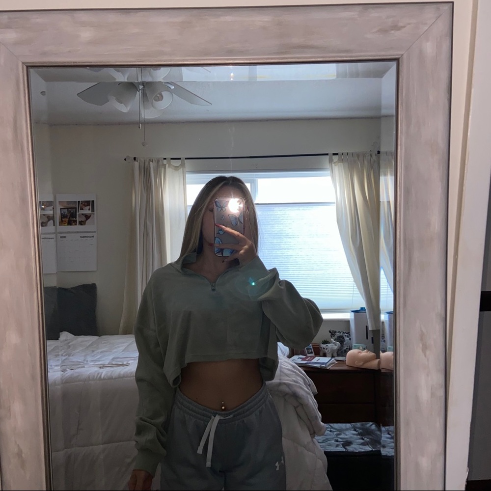 Suede half zip top